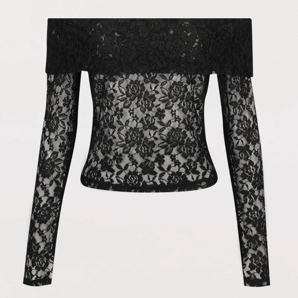 Black Lace Off-Shoulder Top - Picture 1 of 8